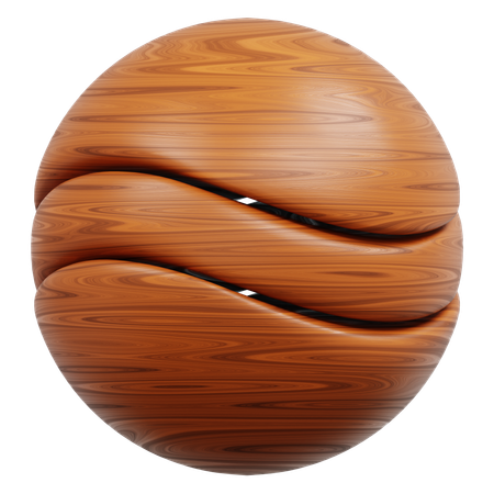 Wooden Eggshaped Object With Wavy Textured Brown Sections  3D Icon