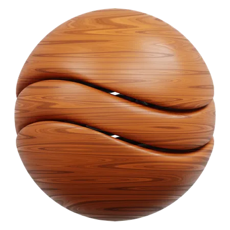 Wooden Eggshaped Object With Wavy Textured Brown Sections  3D Icon