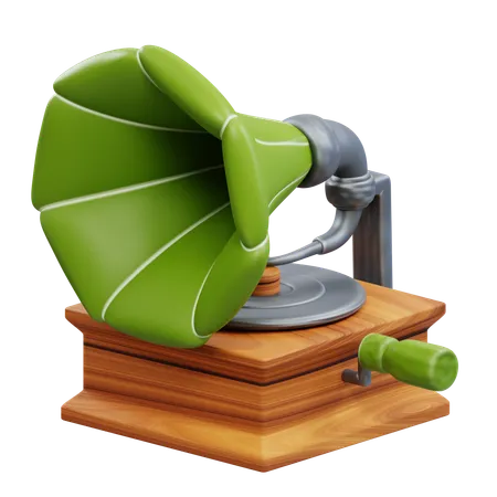3 D Illustration Wooden Gramphone 3D Icon