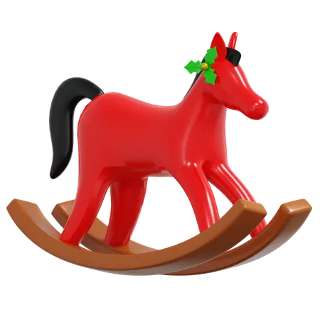 Wooden Horse Toy 3 D Icon Christmas Illustration 3D Icon