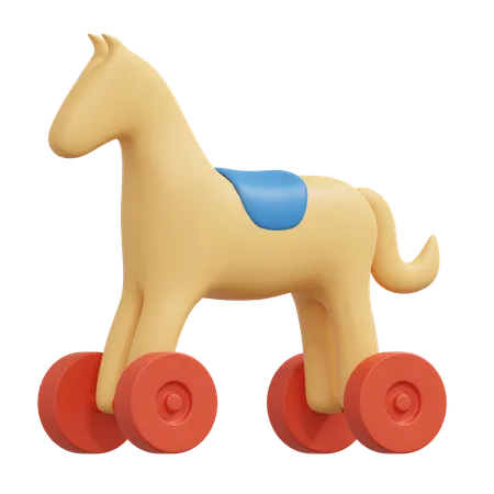 Wooden Horse 3 D Icon Kids Toys Illustration 3D Icon