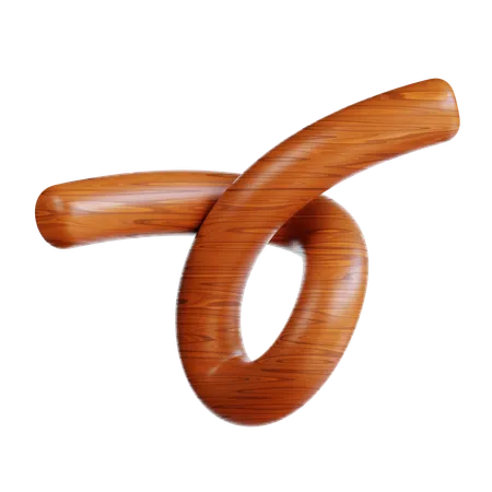 Wooden Knot Tied In Curved Shape  3D Icon