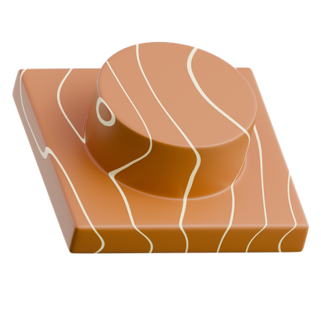 Wooden Log Slice With Growth Rings  3D Icon