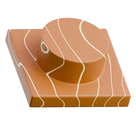 Wooden Log Slice With Growth Rings  3D Icon