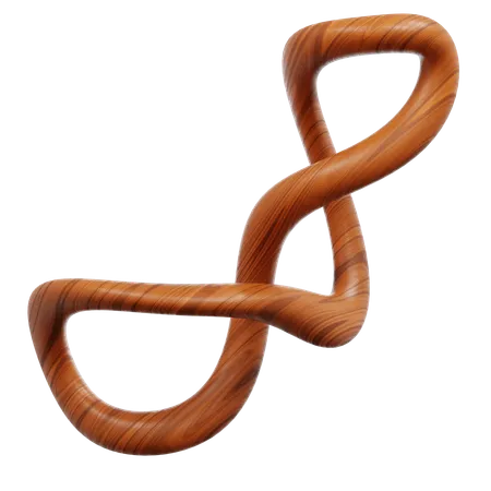 Wooden Loop Twisting Into Infinity  3D Icon