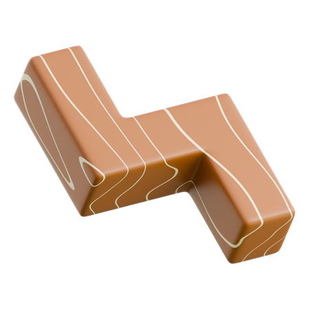 Wooden Number Four Sculpture  3D Icon