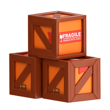 Wooden Packages Box  3D Icon