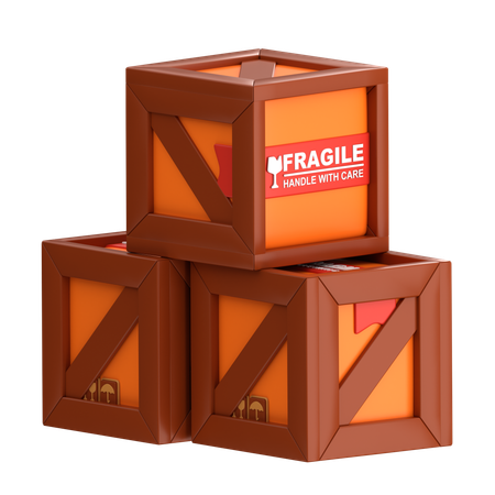 Wooden Packages Box  3D Icon