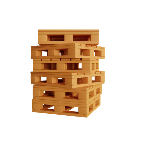 Logistics Wooden Pallet Stack 3D Icon