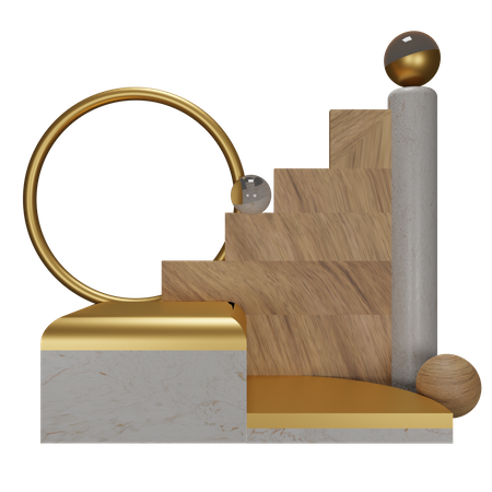 Wooden Podium Display 3D Illustration
