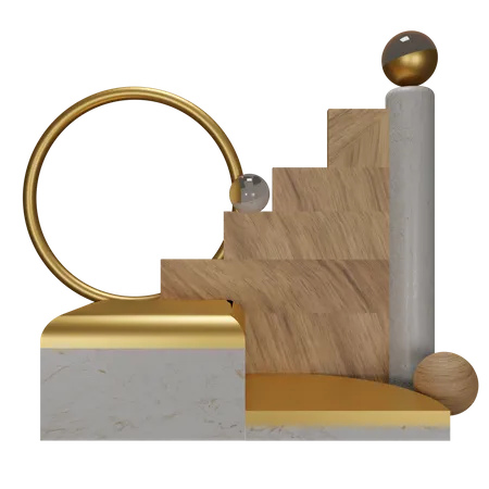 Wooden Podium Display  3D Illustration
