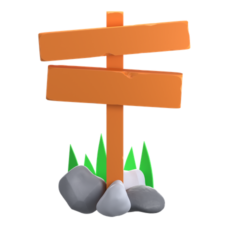 Wooden Sign Board  3D Icon