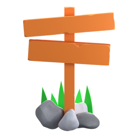 Wooden Sign Board 3D Icon