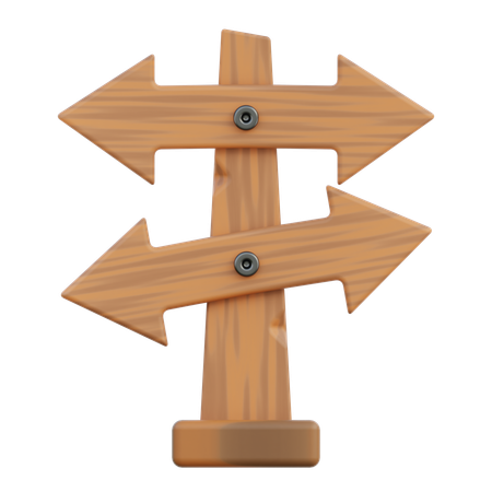 Wooden Signboard Arrow  3D Icon