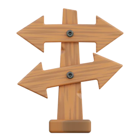 Wooden Signboard Arrow  3D Icon