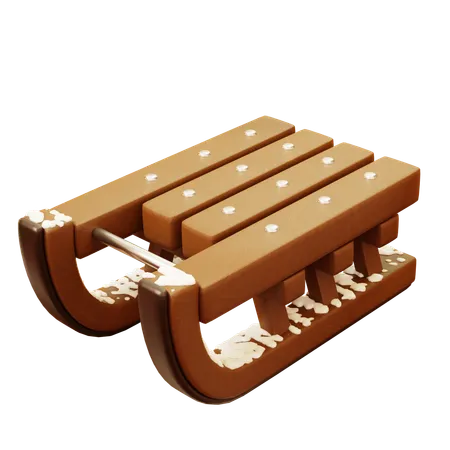 Wooden Sled  3D Icon