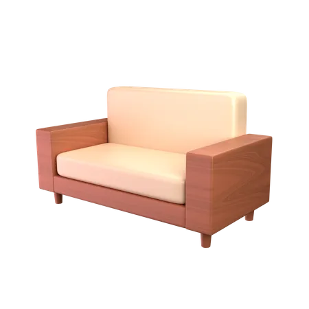Wooden Couch Sofa 3 D Illustration 3D Icon