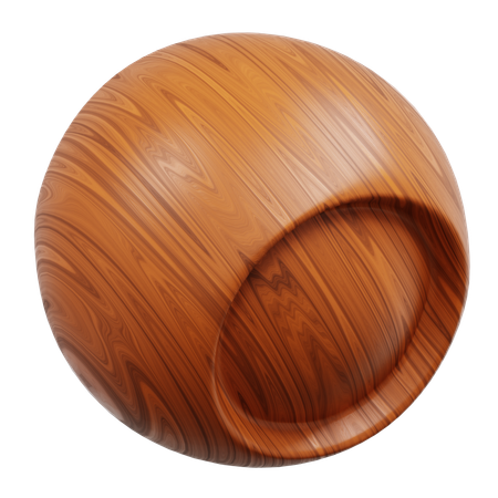 Wooden Sphere With A Recessed Oval  3D Icon