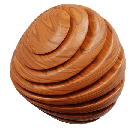 Wooden Sphere With Layered Concentric Circles Showcasing Wood Grain Textures  3D Icon