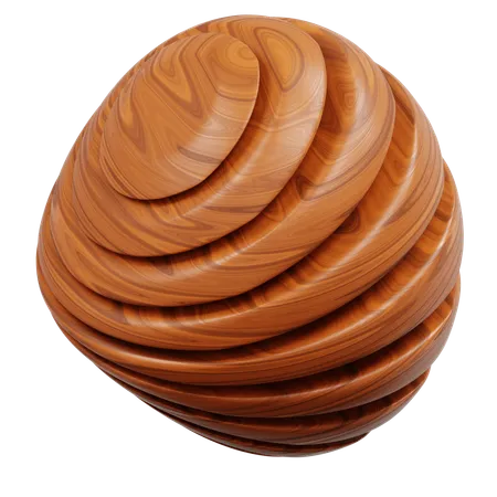 Wooden Sphere With Layered Concentric Circles Showcasing Wood Grain Textures  3D Icon