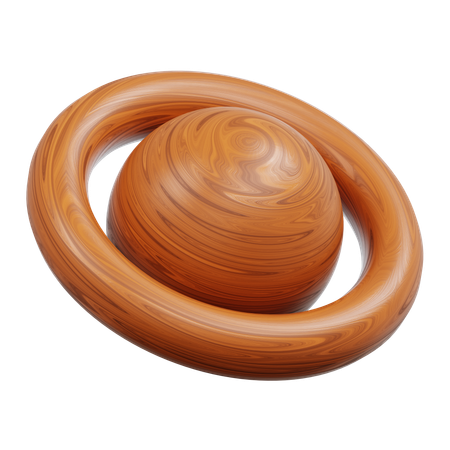 Wooden Sphere With Saturnlike Ring  3D Icon