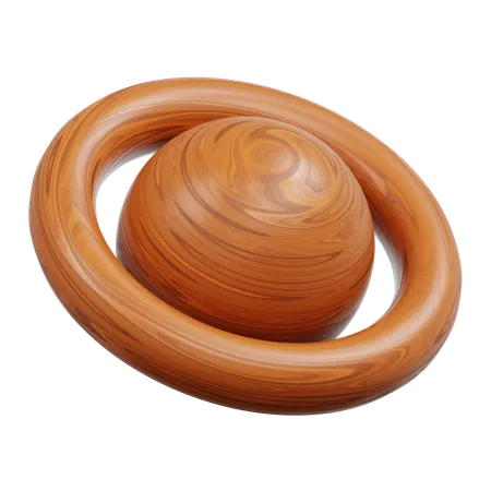 Wooden Sphere With Saturnlike Ring  3D Icon