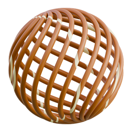 木製の球状格子装飾  3D Icon