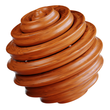 Wooden Swirling Concentric Rings  3D Icon