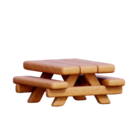 3 D Wooden Table Camping Elements Travel Hiking Adventure 3D Icon