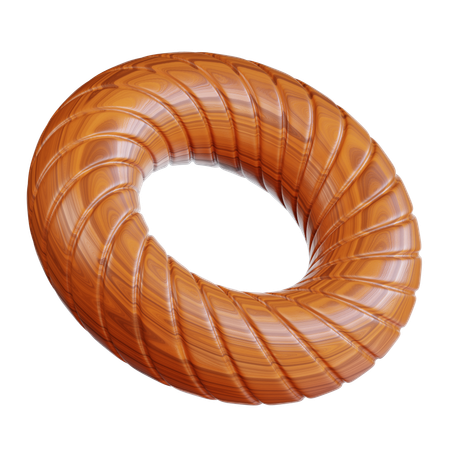 Wooden Torus With Swirling Grain  3D Icon