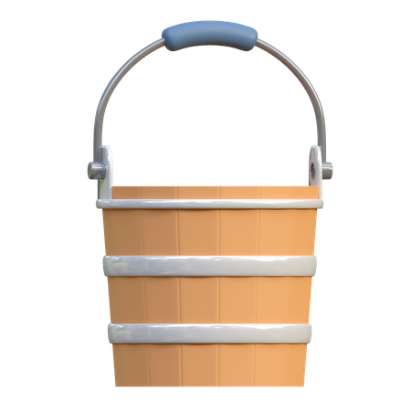 Wooden Water Bucket  3D Icon