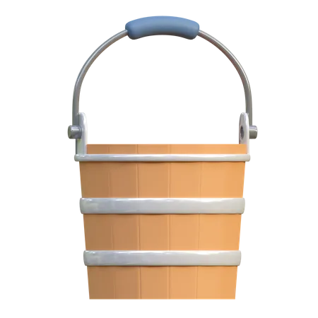Wooden Water Bucket  3D Icon