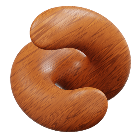 Woodgrained Swirling Loop Design  3D Icon