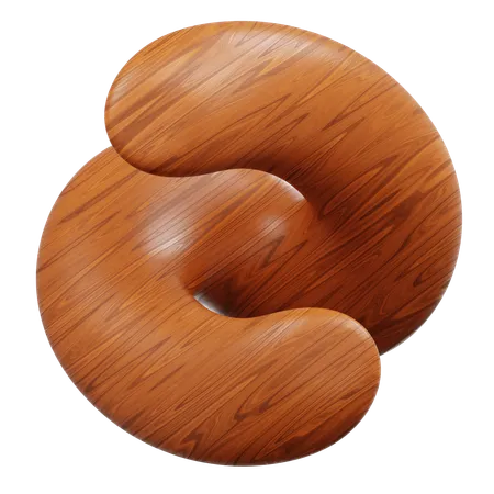 Woodgrained Swirling Loop Design  3D Icon