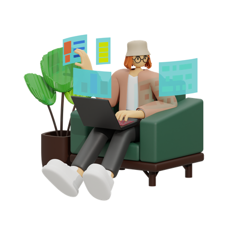 Work Anywhere, The Benefits of Mobile Computing  3D Icon