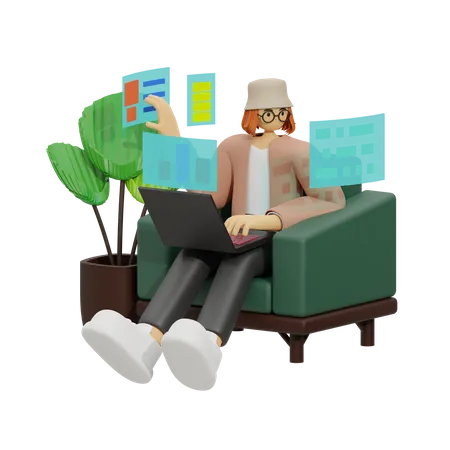 Work Anywhere, The Benefits of Mobile Computing  3D Illustration