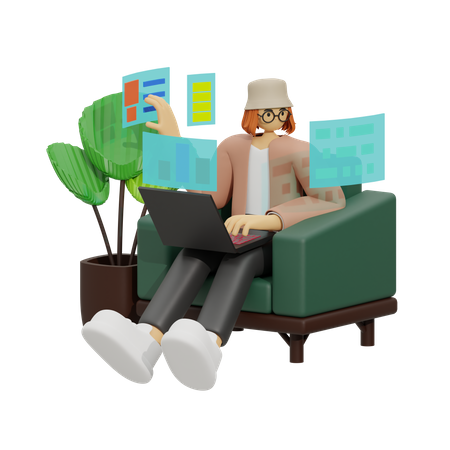Work Anywhere, The Benefits of Mobile Computing 3D Illustration