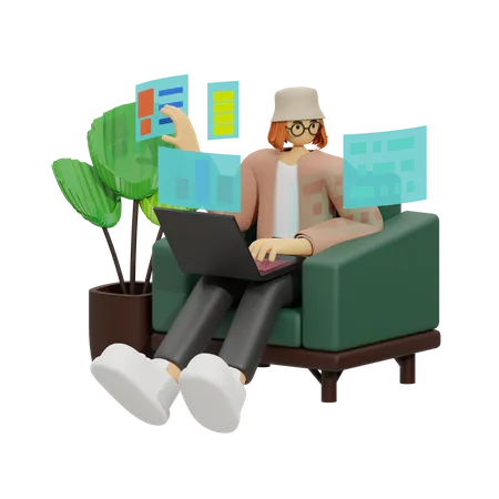 Work Anywhere, The Benefits of Mobile Computing 3D Illustration
