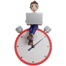 person working under deadline symbol