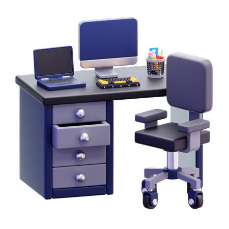 Work Desk Setup  3D Icon