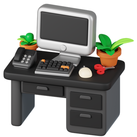 Work Desk Setup  3D Icon