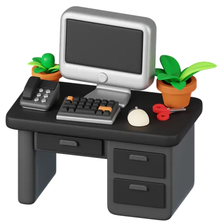 Work Desk Setup  3D Icon