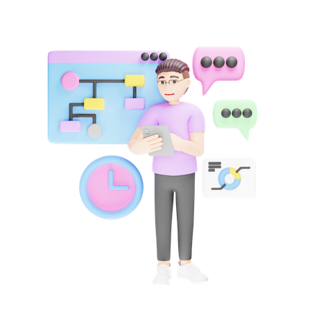 Work Flow  3D Icon