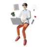 work from home 3d illustration