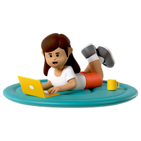 Work From Home Girl  3D Icon