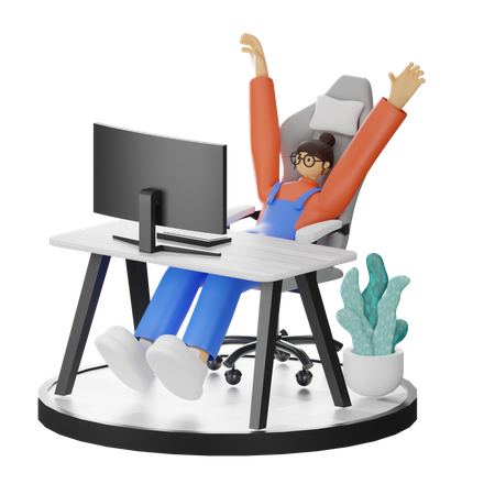 Work is done  3D Illustration