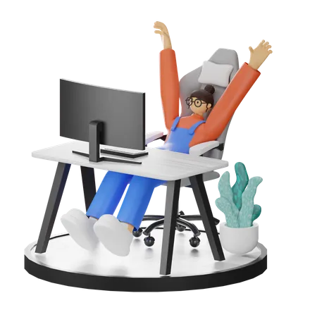 Work is done  3D Illustration