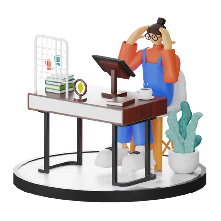 Work overload  3D Illustration