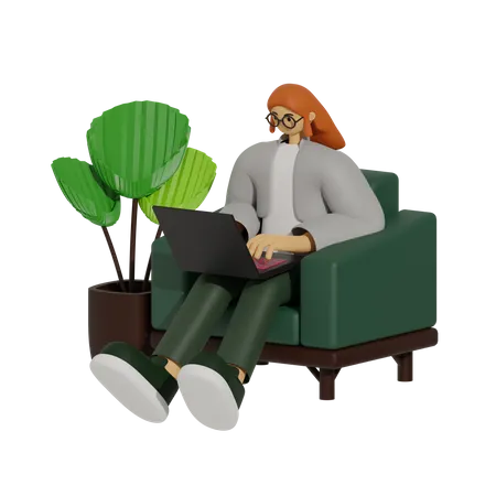 Work Smarter, The Benefits of Sofa-Based Work  3D Illustration