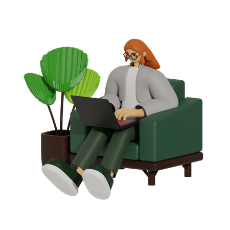 Work Smarter, The Benefits of Sofa-Based Work  3D Icon
